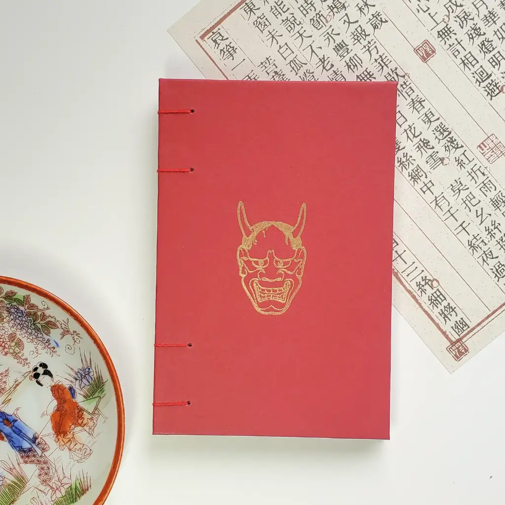 Notes A6 czerwony z maską hannya